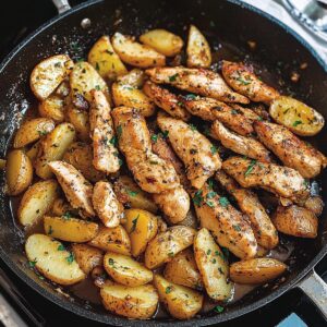 Crispy Garlic Butter Chicken And Potatoes Skillet Recipe