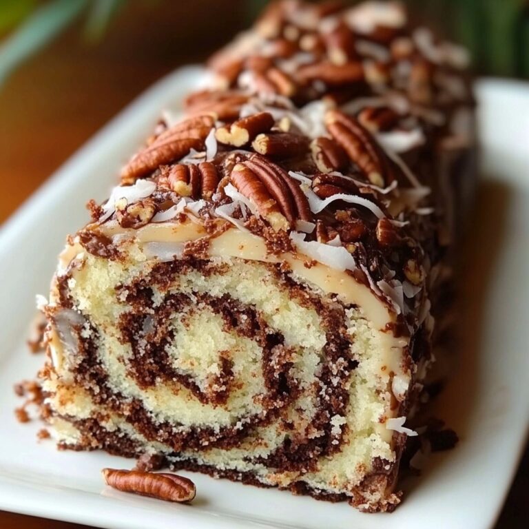 German Chocolate Coconut Pecan Roll Cake Recipe