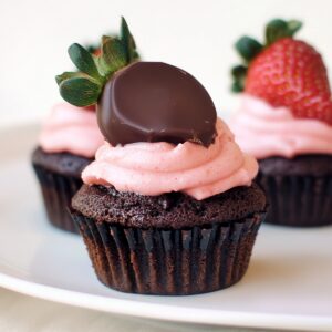 Sinful Chocolate And Strawberry Cupcakes Recipe