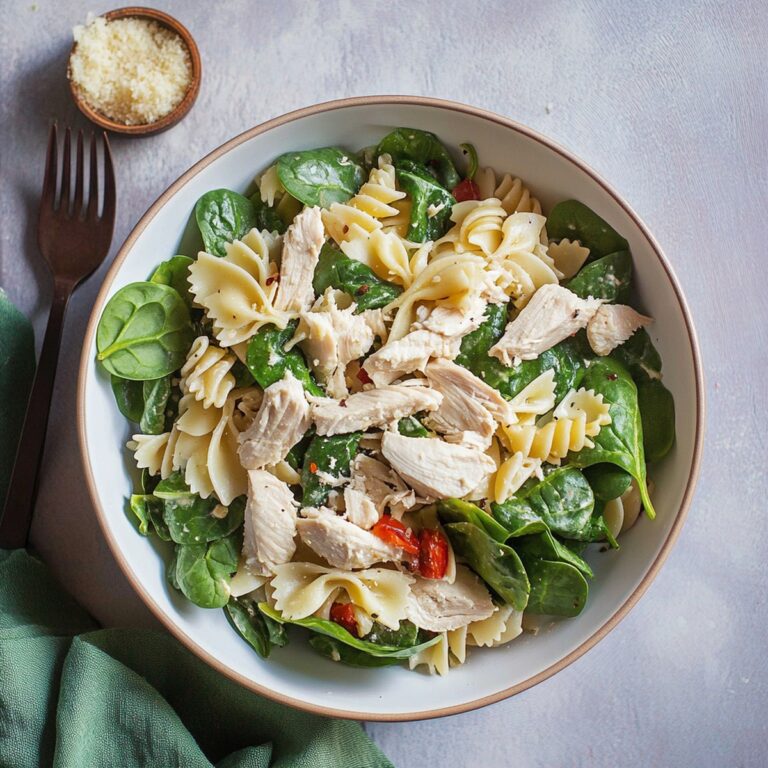 Vibrant Cold Chicken Spinach Pasta Salad Recipe