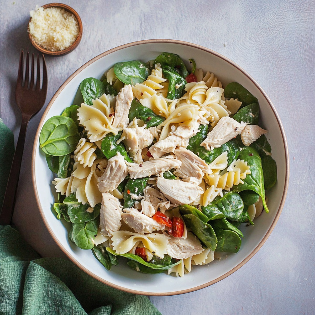 Vibrant Cold Chicken Spinach Pasta Salad Recipe