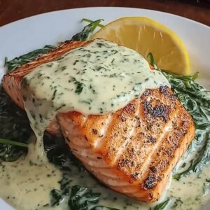 Salmon With Creamy Spinach Sauce Recipe