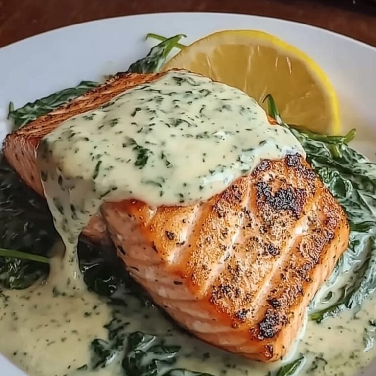 Salmon With Creamy Spinach Sauce Recipe
