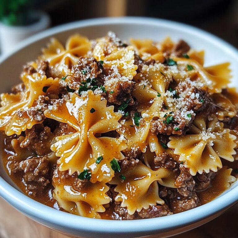 Cheesy Beef And Bowtie Pasta In Garlic Butter Recipe
