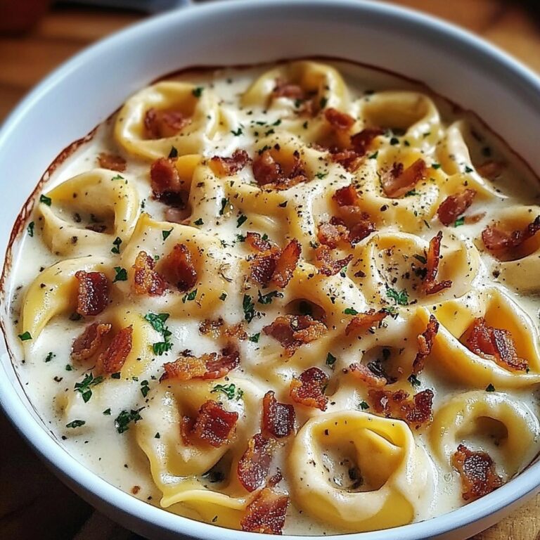 Cheesy Alfredo Tortellini Bake With Crispy Bacon Crumble Recipe