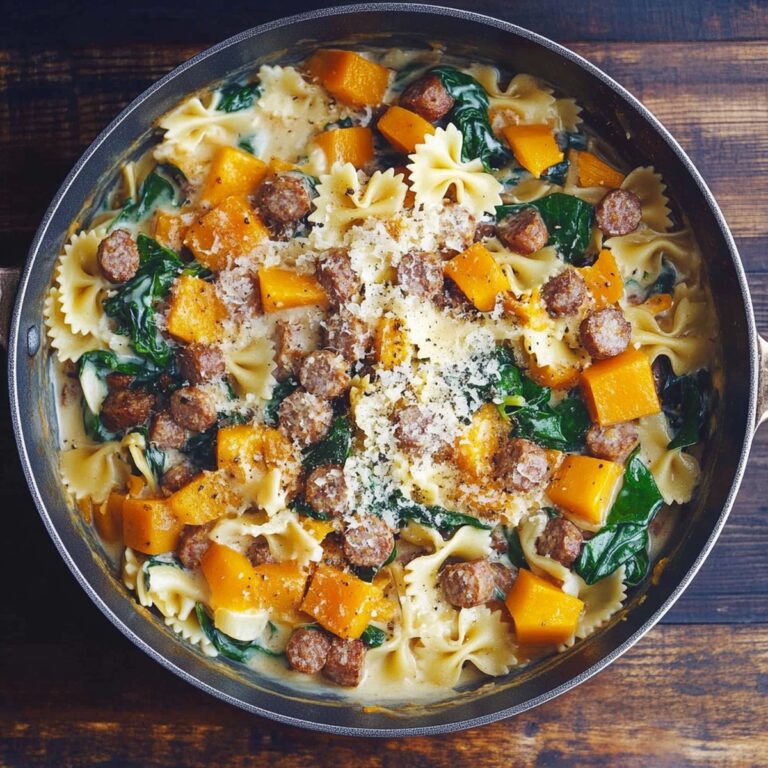 Hearty Roasted Butternut Squash Pasta With Sausage And Spinach Recipe