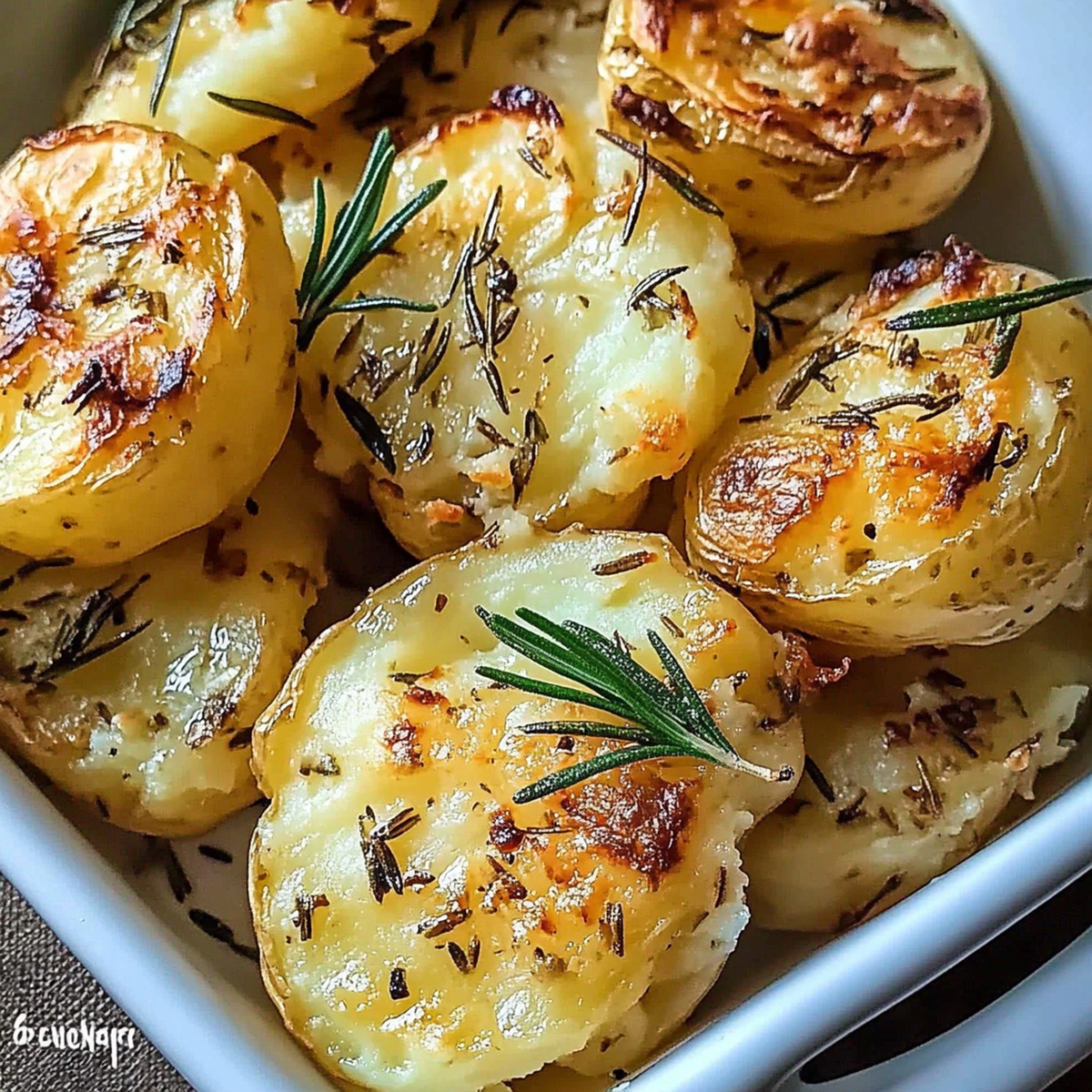 Crispy Rosemary Garlic Smashed Potatoes Recipe
