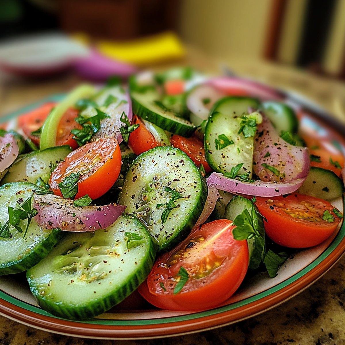 Marinated Cucumber, Tomato, And Onion Salad Recipe