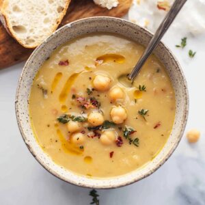 Hearty Vegan Garlic Chickpea Soup Recipe