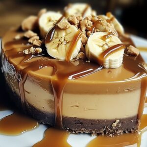 Luscious Banana Caramel Peanut Butter Cheesecake Recipe