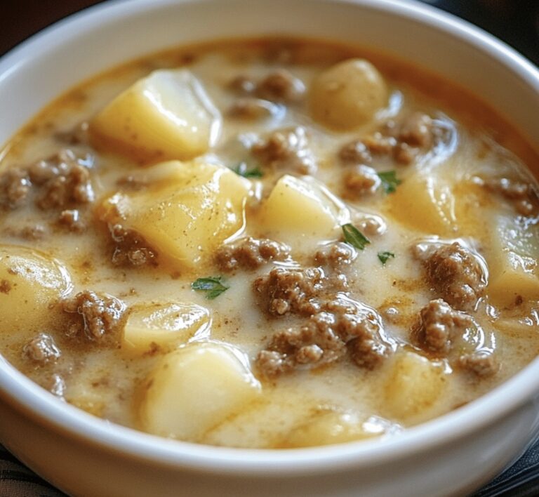Cheesy Hamburger Potato Soup Recipe
