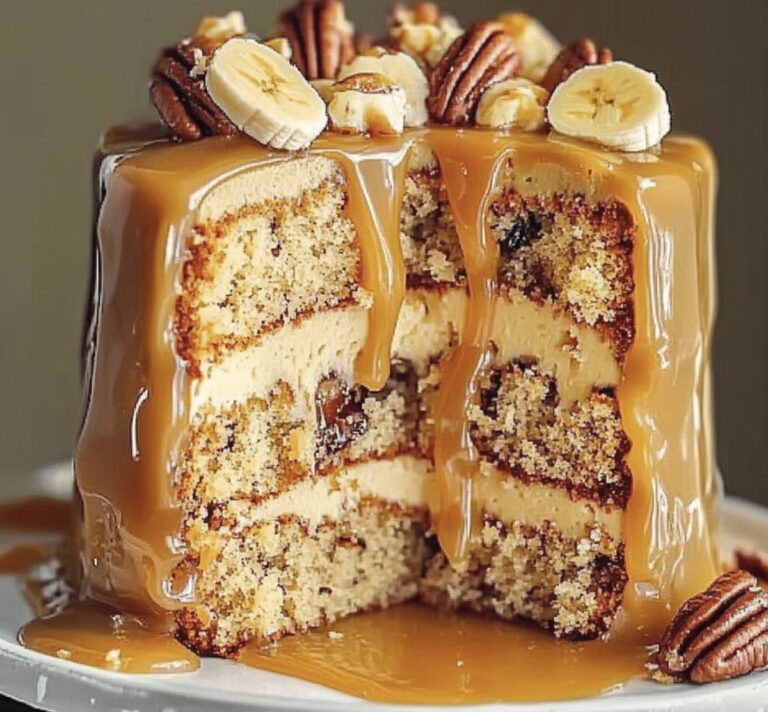 Mouthwatering Banana Pecan Caramel Cake Recipe