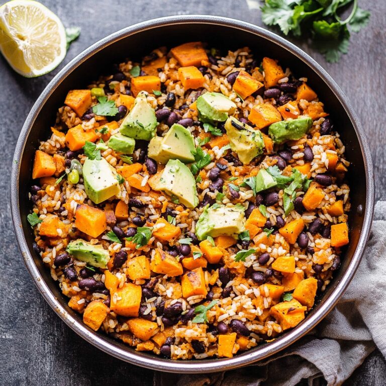 Hearty Southwest Sweet Potato, Black Bean, And Rice Skillet Recipe