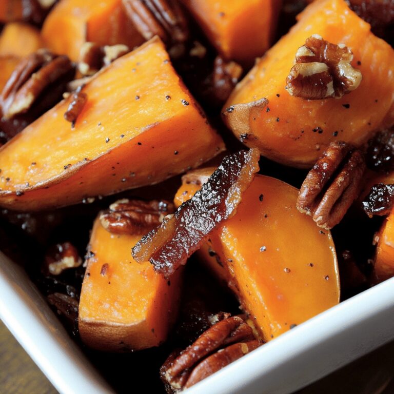 Roasted Sweet Potatoes With Candied Bacon And Pecans Recipe