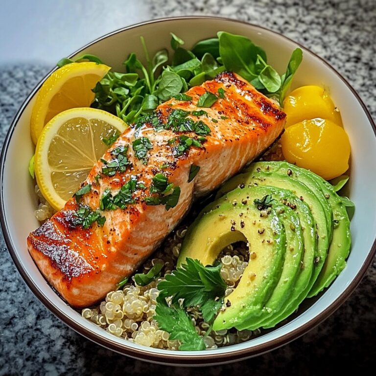 Lemon Herb Salmon And Avocado Quinoa Bowl Recipe