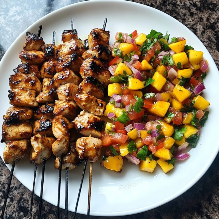 Spicy Honey Garlic Chicken Skewers With Mango Salsa Recipe