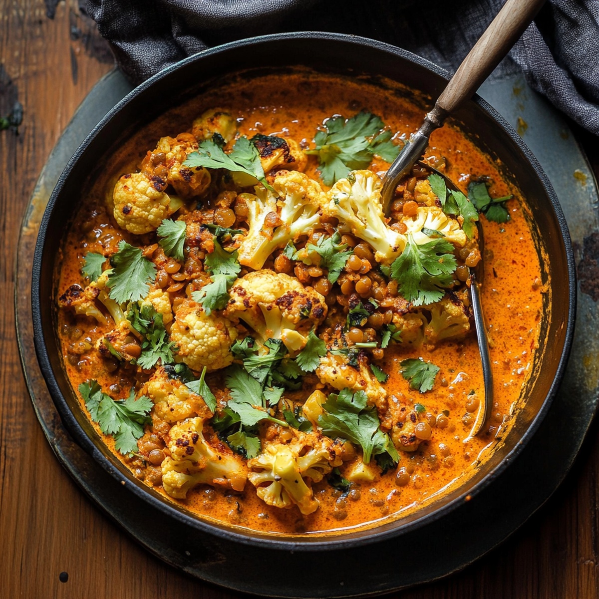 Vibrant Spice-Roasted Cauliflower In Coconut Tomato Sauce With Lentils Recipe
